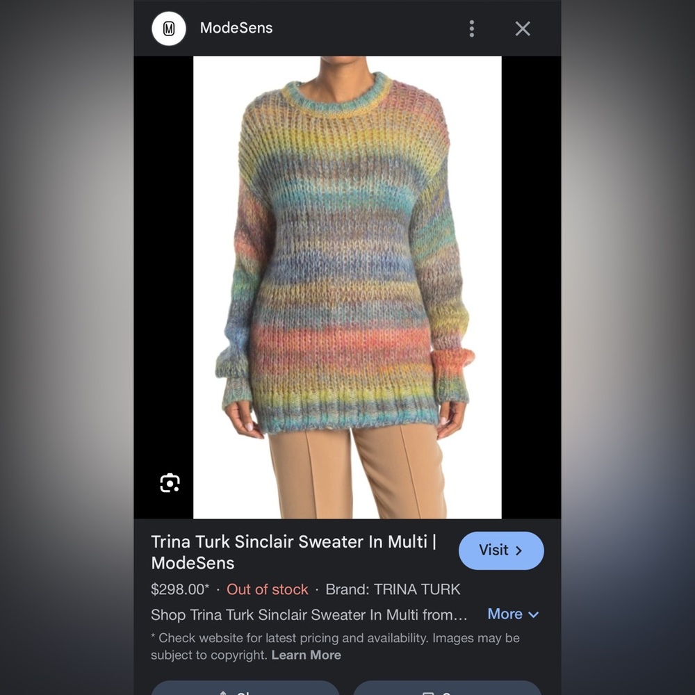 Trina Turk Sinclair rainbow ombré alpaca and mohair sweater - Picture 2 of 8